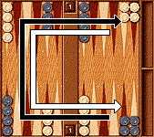 Nackgammon positione di partenza e direzione di gioco. (11 Kbytes)